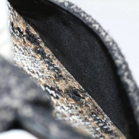 CHANEL Turn Lock Chain Shoulder Bag Wool Gray CC Auth 30734AV - Picture 12 of 16